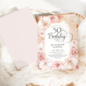 50e verjaardag Blush Pink Gold Floral Kaart