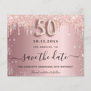 50e verjaardag blush zilver budget save the date flyer