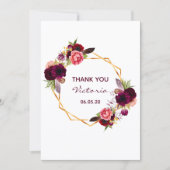 50e verjaardag bogundy floral white - dank je wel! kaart (Voorkant)