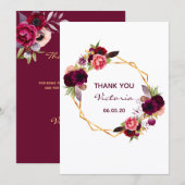 50e verjaardag bogundy floral white - dank je wel! kaart (Voorkant / Achterkant)