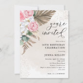 50e verjaardag Boho Tropische Foliage en Bloemen Kaart (Voorkant)