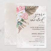 50e verjaardag Boho Tropische Foliage en Bloemen Kaart (Voorkant / Achterkant)