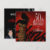 50e verjaardag Bombshell Leopard Cocktail Party Kaart (Voorkant / Achterkant)