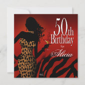 50e verjaardag Bombshell Leopard Cocktail Party Kaart (Voorkant)