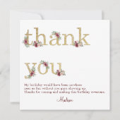 50e verjaardag Bourgogne Floral Bedankkaart (Voorkant)