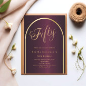 50e verjaardag Bourgondië gouden boog script elega Kaart