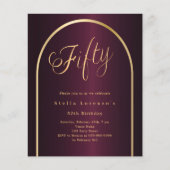 50e verjaardag Bourgondië gouden boog uitnodiging (Voorkant)