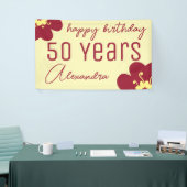 50e verjaardag Bourgondische Bloesem Naam Spandoek (Beurs)