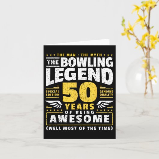 50e verjaardag Bowling 50 jaar oude Bowler Kaart (Gele Bloem)