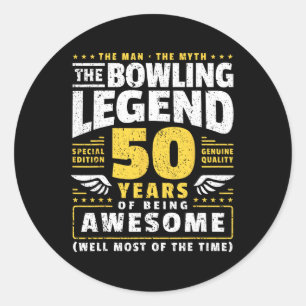 50e verjaardag Bowling 50 jaar oude Bowler Ronde Sticker
