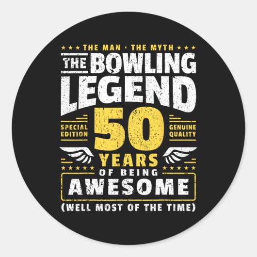 50e verjaardag Bowling 50 jaar oude Bowler Ronde Sticker (Voorkant)