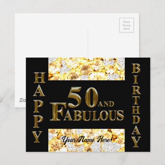 50e verjaardag briefkaart (Voorkant / Achterkant)