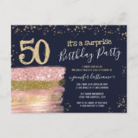 50e verjaardag Briefkaart Glitter Cake Surprise Pa