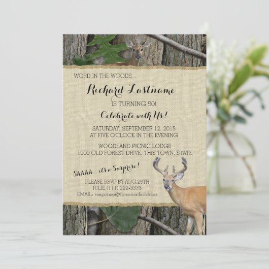 50e verjaardag Buck met jachtcamo Kaart (Staand voorkant)