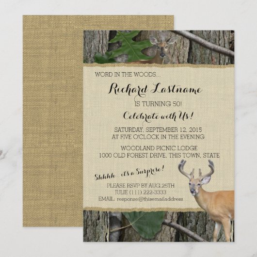 50e verjaardag Buck met jachtcamo Kaart (Voorkant / Achterkant)
