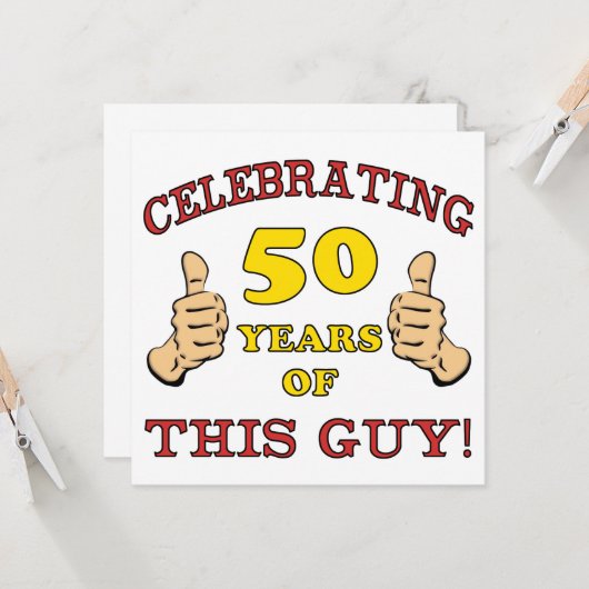 50e verjaardag cadeau voor hem kaart (Voorkant / Achterkant in situ)