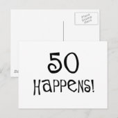 50e verjaardag cadeaus, 50 gebeurt! briefkaart (Voorkant / Achterkant)