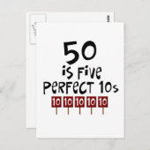 50e verjaardag cadeautjes, 50 is 5 perfecte 10s! briefkaart (Voorkant / Achterkant)