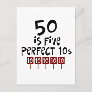 50e verjaardag cadeautjes, 50 is 5 perfecte 10s! briefkaart