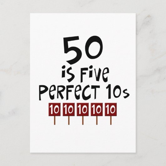 50e verjaardag cadeautjes, 50 is 5 perfecte 10s! briefkaart (Voorkant)