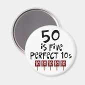 50e verjaardag cadeautjes, 50 is 5 perfecte 10s! magneet (Voorkant / Achterkant)