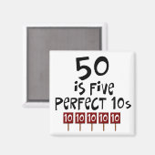 50e verjaardag cadeautjes, 50 is 5 perfecte 10s! magneet (Voorkant / Achterkant)