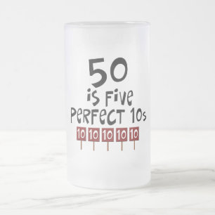 50e verjaardag cadeautjes, 50 is 5 perfecte 10s! matglas bierpul