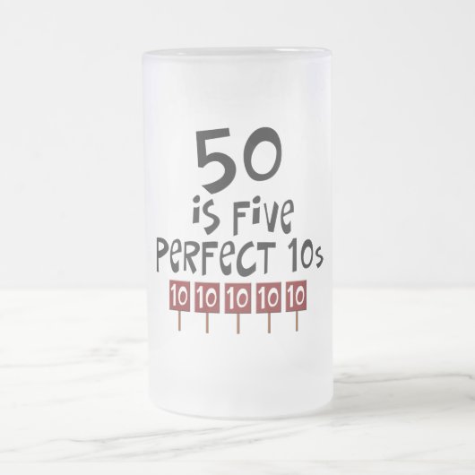 50e verjaardag cadeautjes, 50 is 5 perfecte 10s! matglas bierpul (Center)