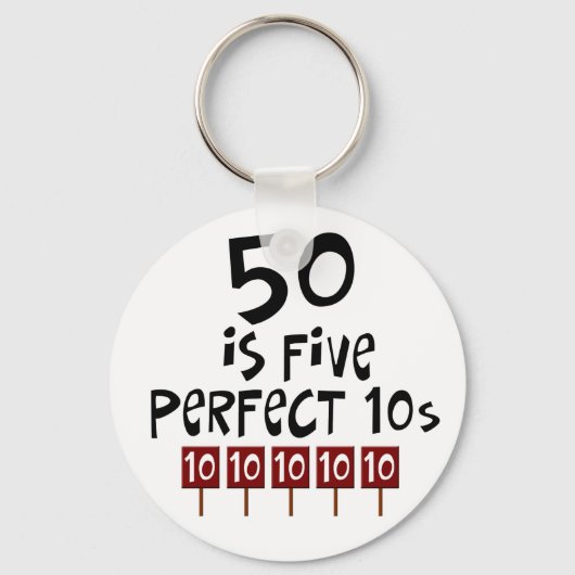 50e verjaardag cadeautjes, 50 is 5 perfecte 10s! sleutelhanger (Voorkant)