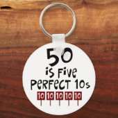 50e verjaardag cadeautjes, 50 is 5 perfecte 10s! sleutelhanger (Voorkant)