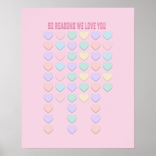 50e verjaardag cadeautjes - 50e die we van je houd poster (Voorkant)