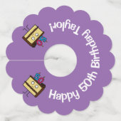 50e Verjaardag Cake met Kaarsen chocolade ijsjes Wijnglaslabel (Voorkant)