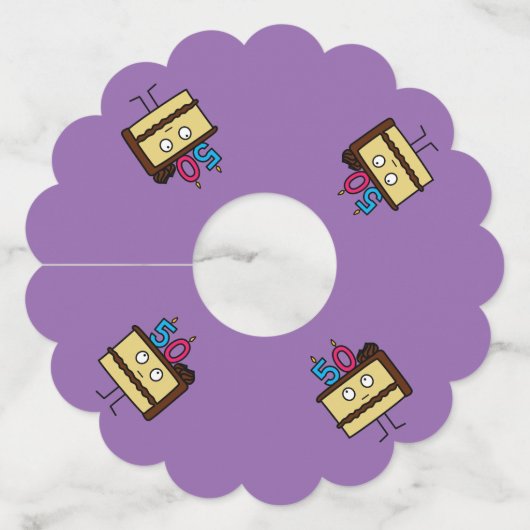 50e Verjaardag Cake met Kaarsen chocolade ijsjes Wijnglaslabel (Achterkant)