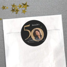50e verjaardag Calligrafie Gold Black Elegant foto