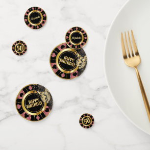 50e Verjaardag Casino Poker Chip - Roos Gold Confetti