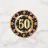 50e Verjaardag Casino Poker Chip - Roos Gold Confetti (Kleine voorkant)