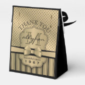 50e verjaardag Champagne Gold Polka Dot Stripes Bo Bedankdoosjes (Achterkant)