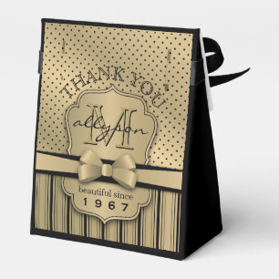 50e verjaardag Champagne Gold Polka Dot Stripes Bo Bedankdoosjes