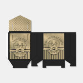 50e verjaardag Champagne Gold Polka Dot Stripes Bo Bedankdoosjes (Uitgevouwen)