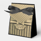 50e verjaardag Champagne Gold Polka Dot Stripes Bo Bedankdoosjes (Voorkant Zijde)