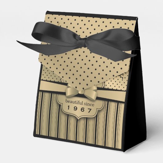 50e verjaardag Champagne Gold Polka Dot Stripes Bo Bedankdoosjes (Voorkant Zijde)