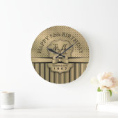 50e verjaardag Champagne Gold Polka Dot Stripes Bo Grote Klok (Huis)