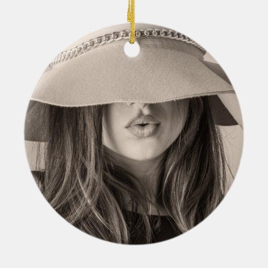 50e verjaardag Champagne Gold Polka Dot Stripes Bo Keramisch Ornament (Achterkant)