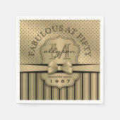 50e verjaardag Champagne Gold Polka Dot Stripes Bo Servetten (Voorkant)