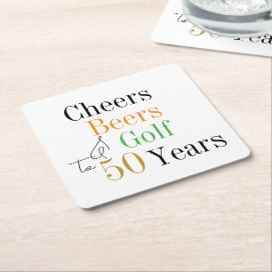 50e verjaardag Cheers and Beers Golf Party Kartonnen Onderzetters