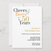 50e verjaardag Cheers and Beers Minimal Party Kaart (Voorkant)