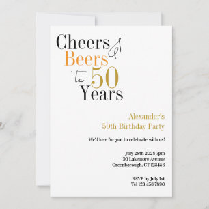 50e verjaardag Cheers and Beers Minimal Party Kaart