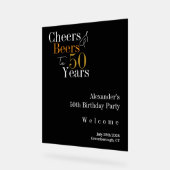 50e verjaardag Cheers Beers Zwart Goud Welkom Acryl Bord (Hoek)