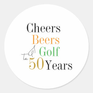 50e Verjaardag Cheers Bieren Golf Feestje Ronde Sticker