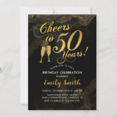 50e verjaardag - Cheers tot 50 jaar Gold Black Kaart (Voorkant)